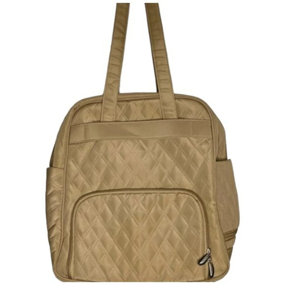 Vintage Travelon Beige Quilted Weekender/Carry On Bag - 13" w x 8" d x 14.5”h - Picture 2 of 11